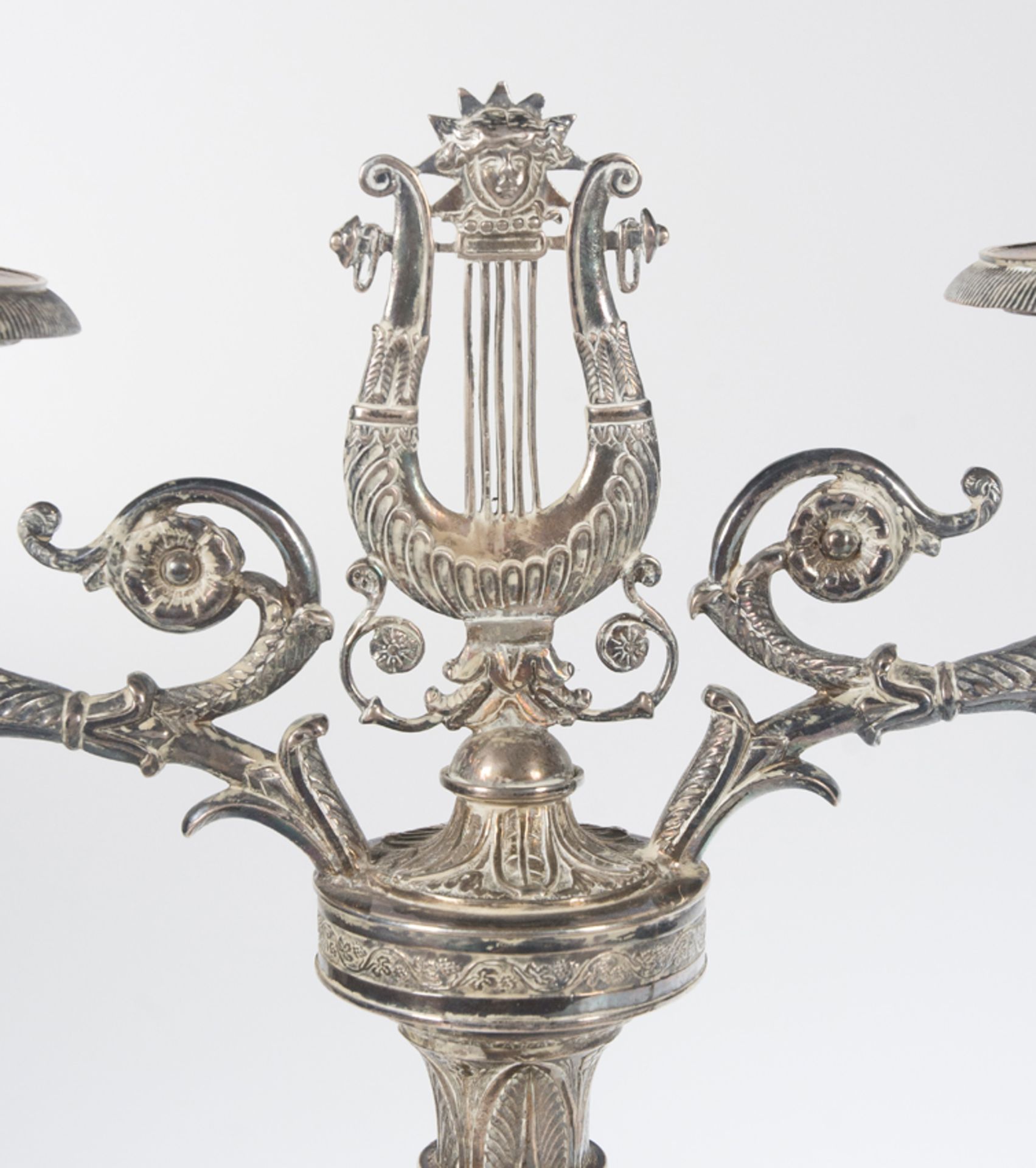 Pair of double silver candlesticks. Circa 1900. - Image 2 of 4