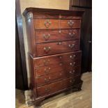 Tall-Boy veneered in walnut with iron fittings. England. Late 19th century.