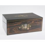 Rosewood writing chest with mother-of-pearl and tin marquetry. 19th century.