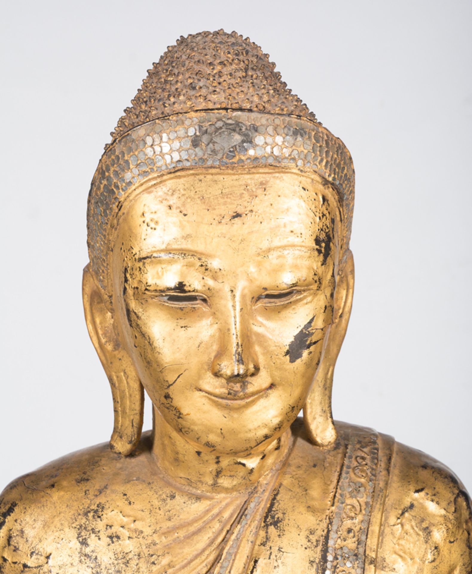 Buddha. Carved and gilded wooden figure. Burma. 19th century. - Image 2 of 5