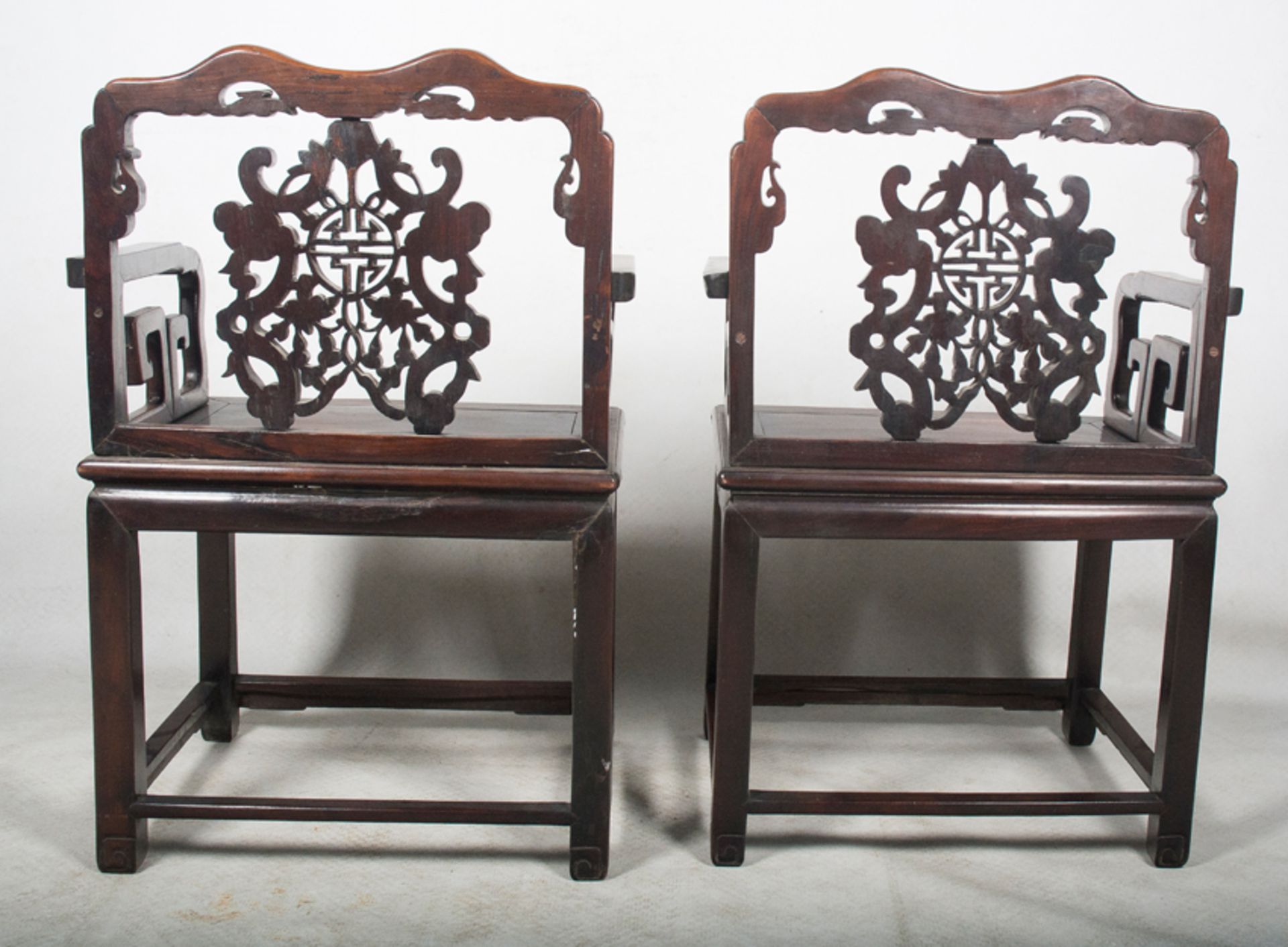 Pair of wooden chairs. China. 19th century. - Image 3 of 3