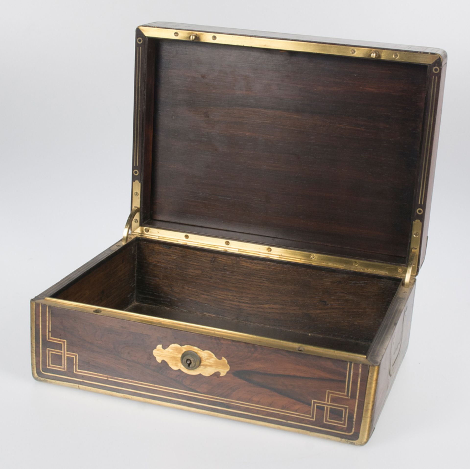 Wooden box with tin marquetry. Late 19th century. - Image 3 of 4