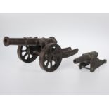 Pair of grey iron cannons. 19th century.