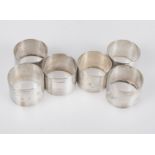 Set of six napkin rings in silver, marked J.D.& S. England. 19th century.