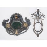 Lot composed of a 19th century embossed tin cornucopia frame and a late 18th century embossed tin co