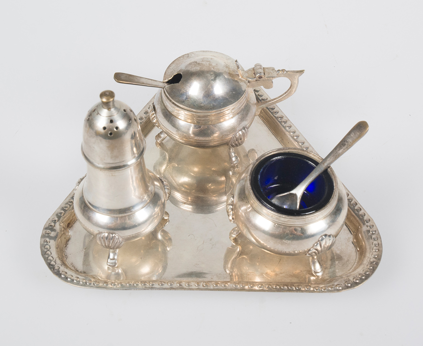 Silver cruet set. Mid 20th century. - Image 3 of 6