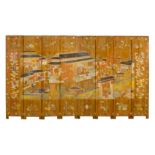 Coromandel lacquered screen with 8 sections. China. 19th century.