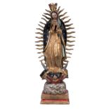 Carved, gilded and polychromed wooden sculpture. Colonial School. Mexico. 17th - 18th century.