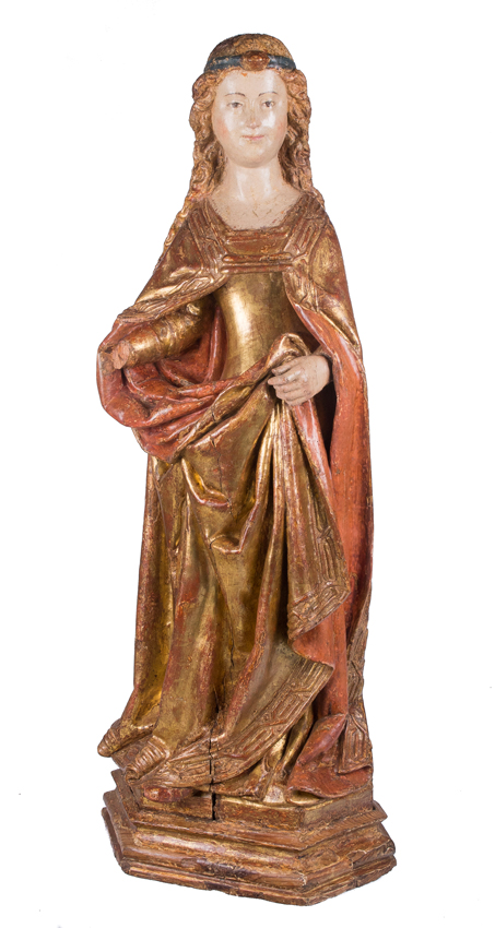 "Saint". Sculpture in polychromed and gilded wood. Anonymous Hispano-Flemishf. Circa 1500. - Image 2 of 7
