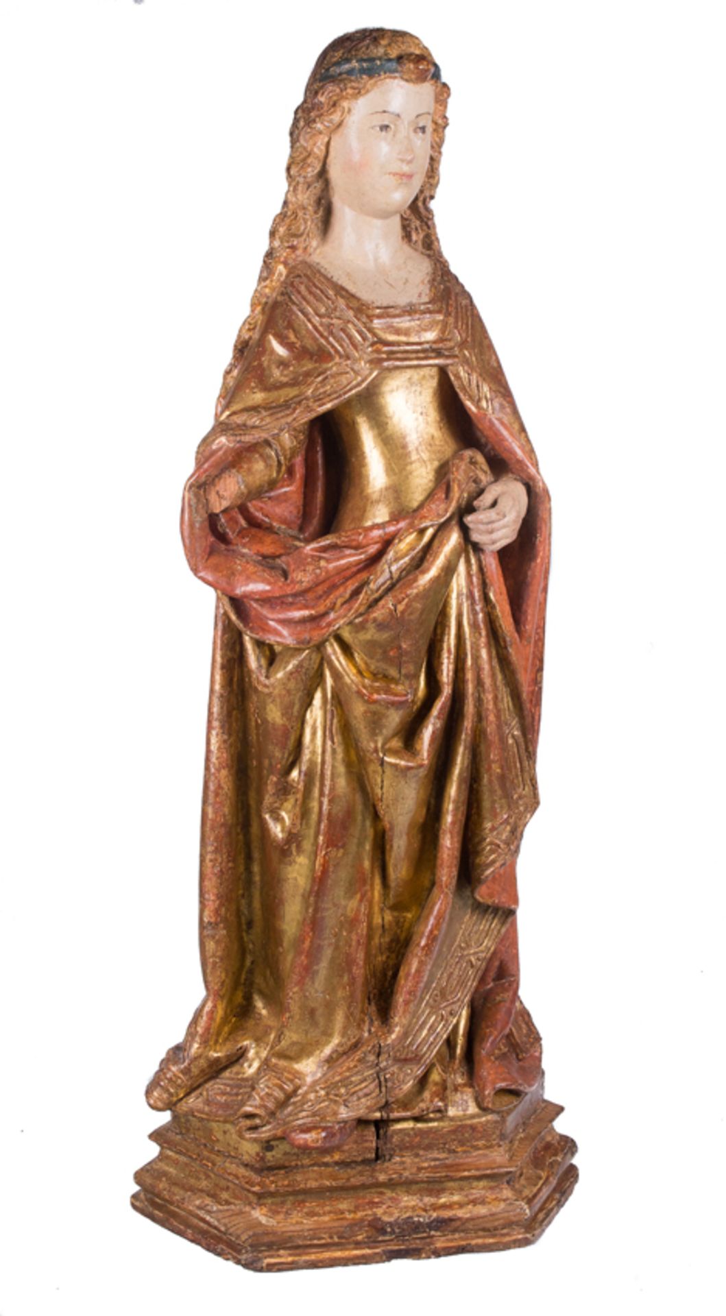 "Saint". Sculpture in polychromed and gilded wood. Anonymous Hispano-Flemishf. Circa 1500.