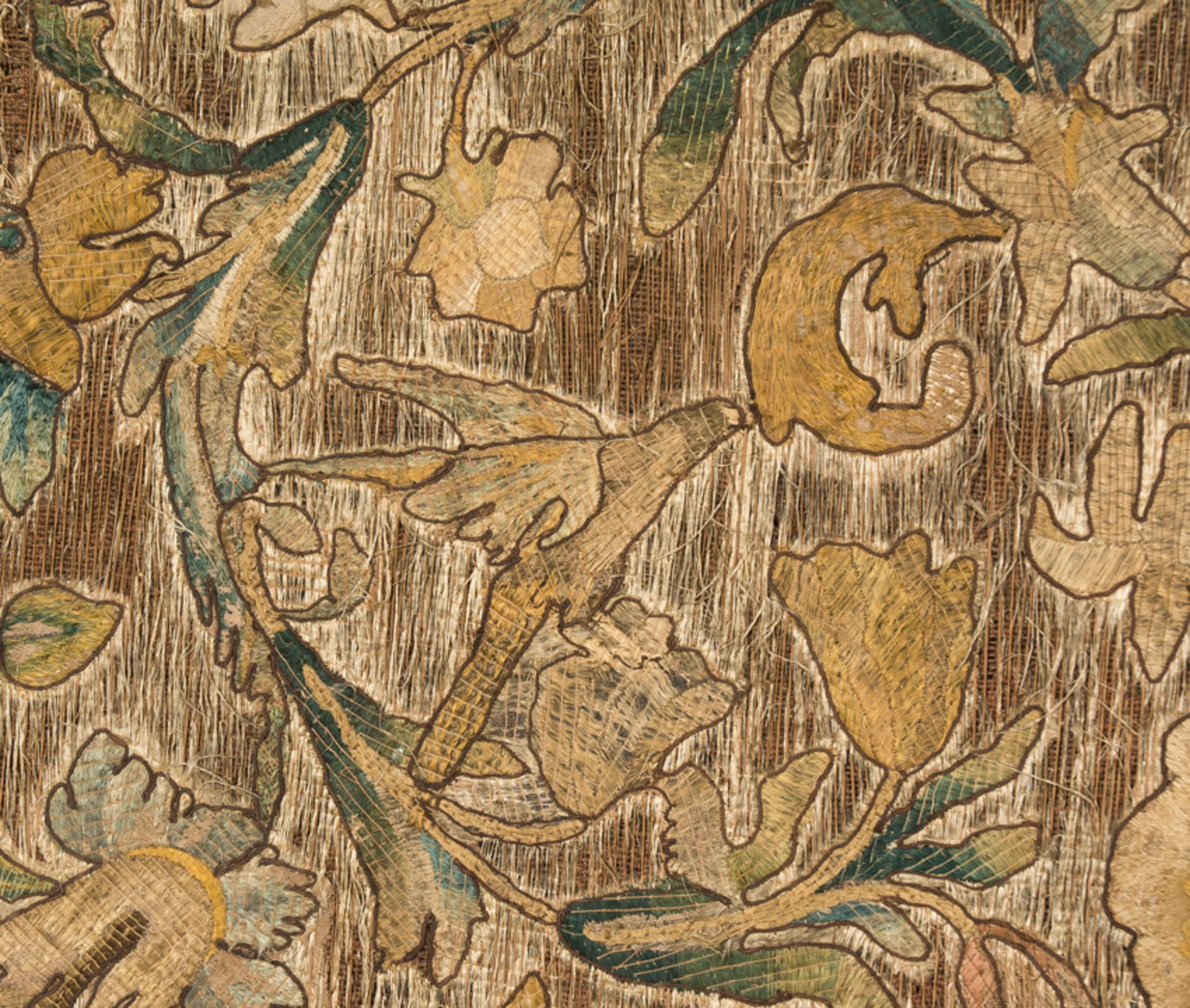 Embroidered antipendium in coloured silk threads. Spain or Italy. 17th century. - Bild 3 aus 5