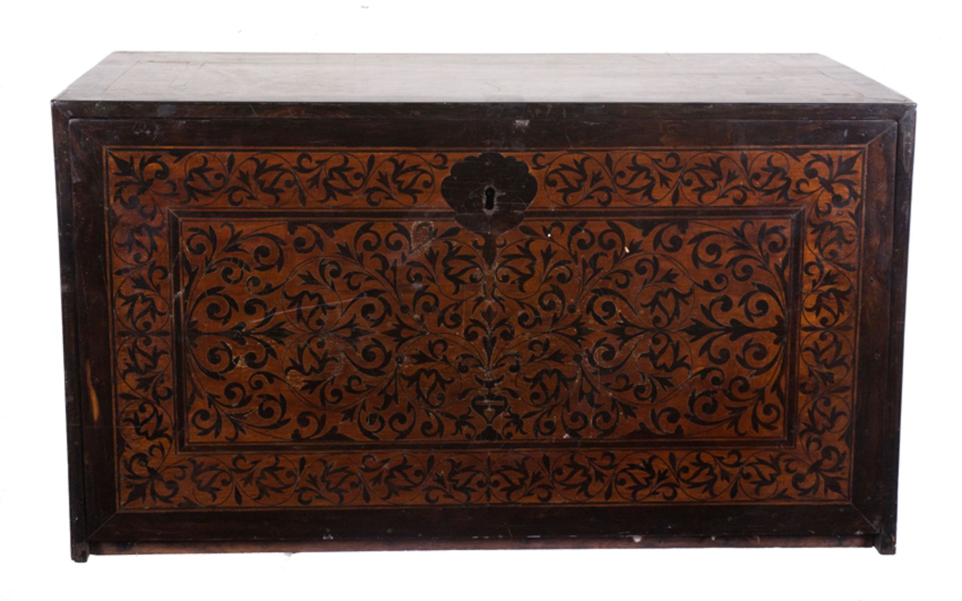 Teak, ebony and exotic wooden cabinet with bronze applications.  Indo-Portuguese. Goa. 17th century. - Image 2 of 5