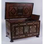 Trunk "enconchado" (encrusted) with tortoiseshell and mother of pearl. Iron fittings. Viceroyalty w
