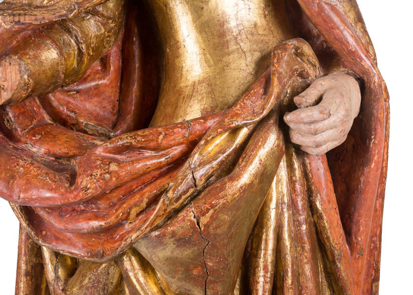 "Saint". Sculpture in polychromed and gilded wood. Anonymous Hispano-Flemishf. Circa 1500. - Image 6 of 7