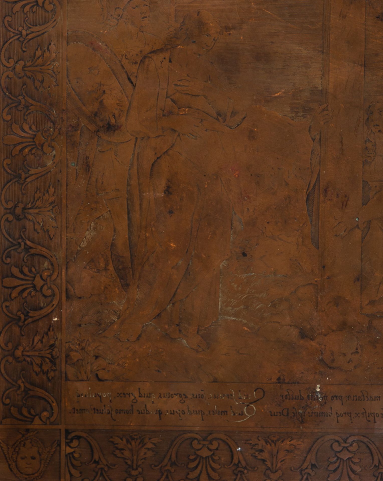 Engraving copper plaque, worked on both sides.  16th and 18th century. - Image 7 of 12