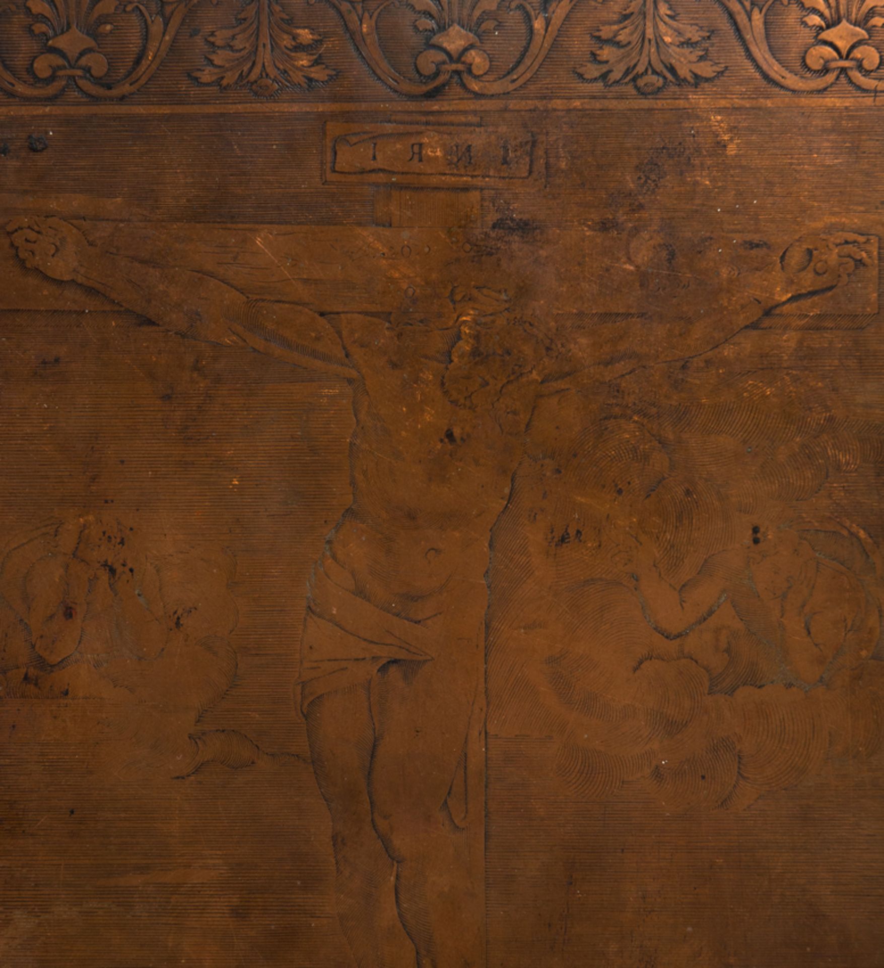 Engraving copper plaque, worked on both sides.  16th and 18th century. - Image 5 of 12