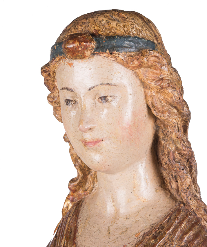 "Saint". Sculpture in polychromed and gilded wood. Anonymous Hispano-Flemishf. Circa 1500. - Image 5 of 7