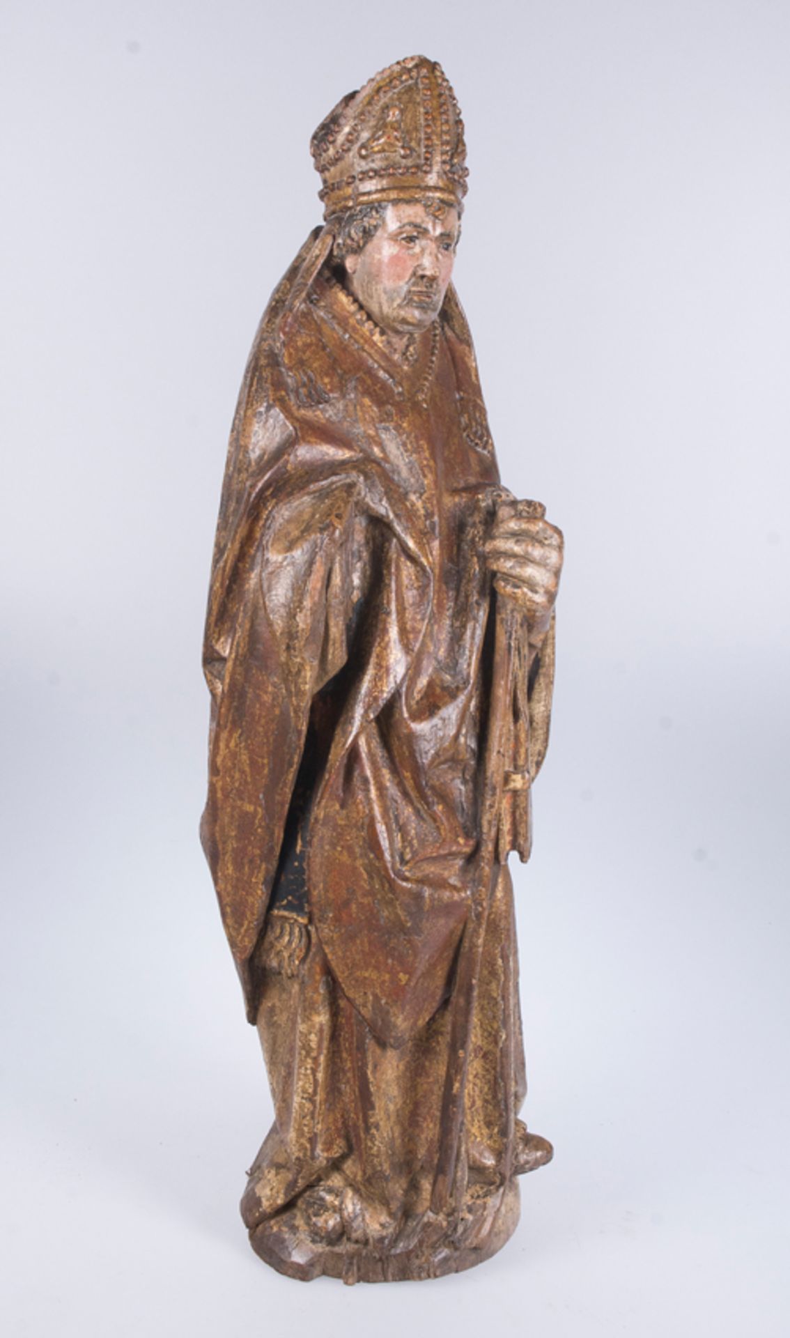 "Bishop". Carved and polychromed wooden sculpture. Hispano-Flemish School. Late 15th century. - Image 2 of 5