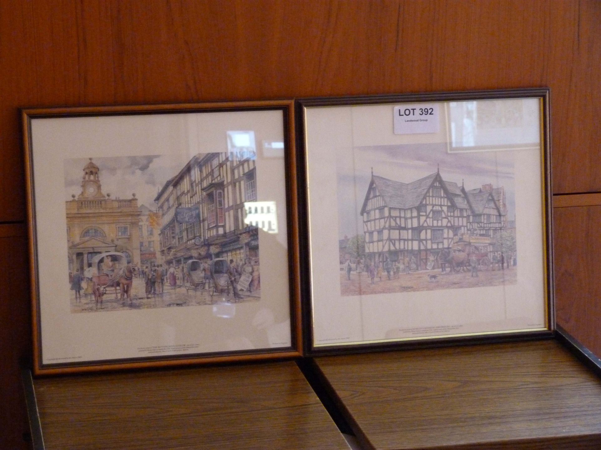 Print of 'Rowley Mansion Shrewsbury' and 'The Butter cross Ludlow' both by Brian Eden