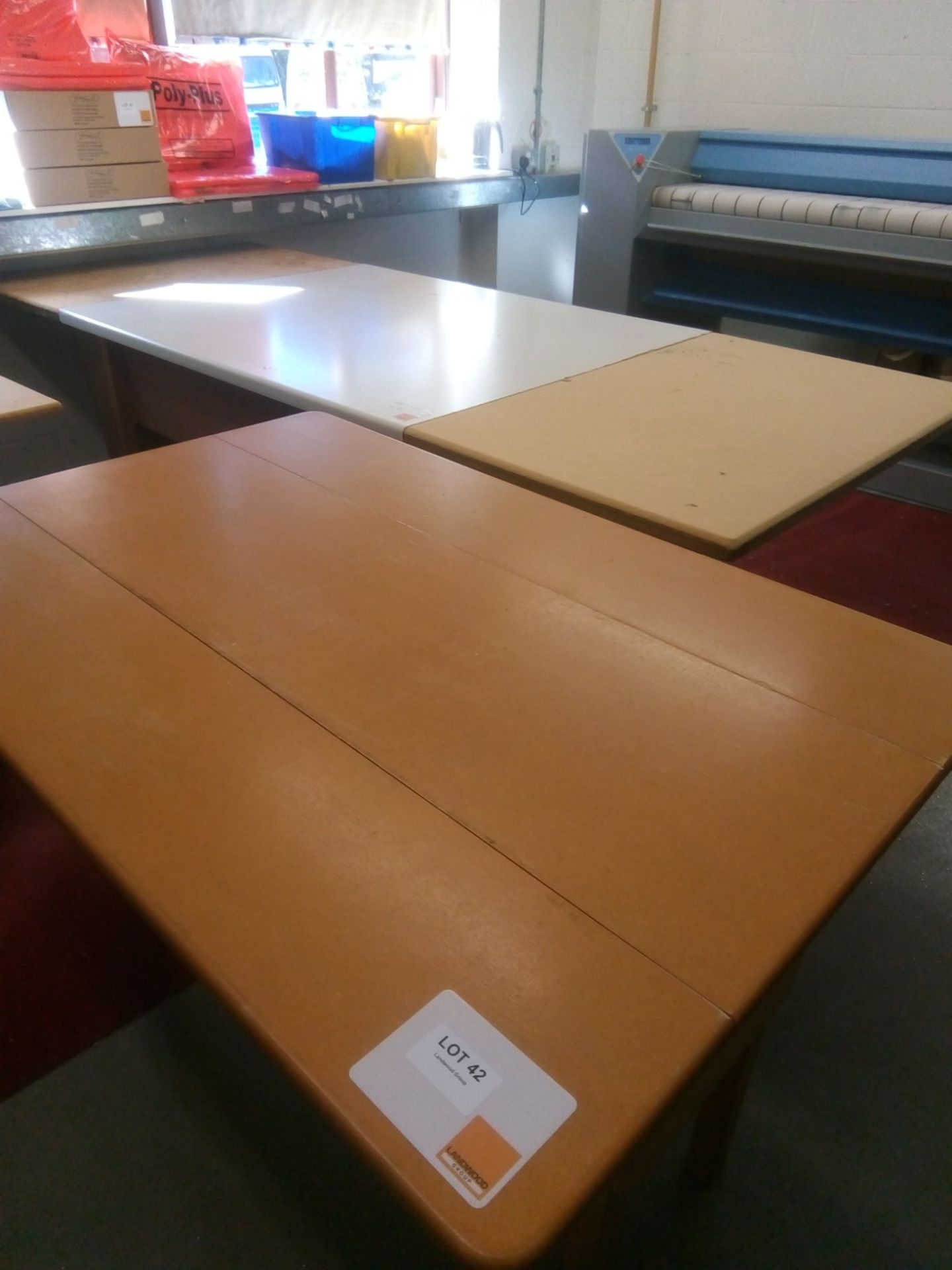 2 x extendable mobile work tables. 3000x1200 and 1400x950 each fully extended.