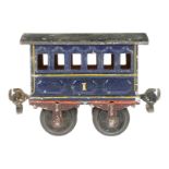 Märklin Personenwagen 1805, S 1, uralt, blau, HL, stark gealterter Lack, Bügelkupplungen, L 10,5,