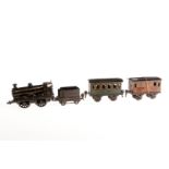 Märklin Zug, S 0, mit B-Dampflok, Tender und 2 Wagen, besch. und NV, Z 4