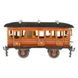 Märklin Abteilwagen 1856, S 1, uralt, HL, mit Inneneinrichtung, 6 AT, 6 imit. Lüfter, Dach und