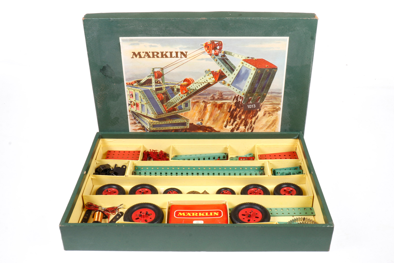 Märklin Metallbaukasten 1013, farbig, wohl komplett, ohne Anleitung, LS und Alterungsspuren,