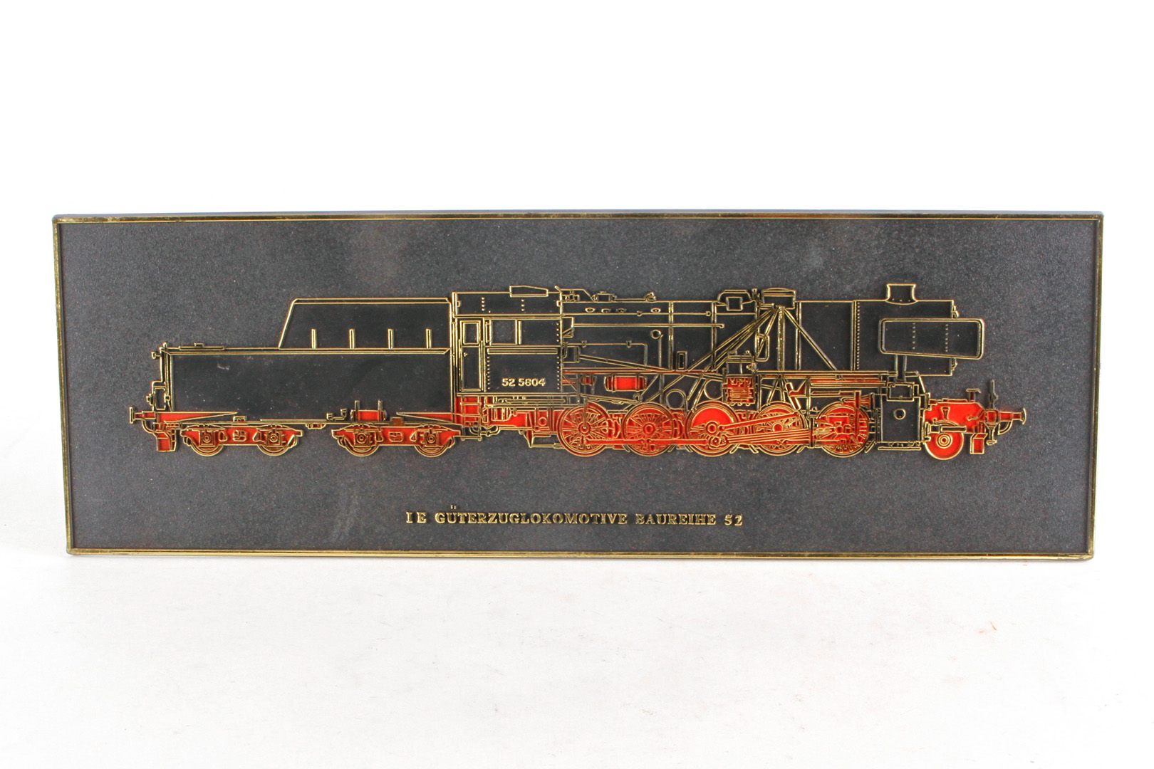 Lokomotivschild ”52 5804”, Kunststoff, 42 x 14, Alterungsspuren