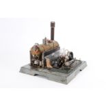 Märklin Dampfmaschine, liegender Messingkessel, KD 8, mit Brenner, Armaturen, feststehendem