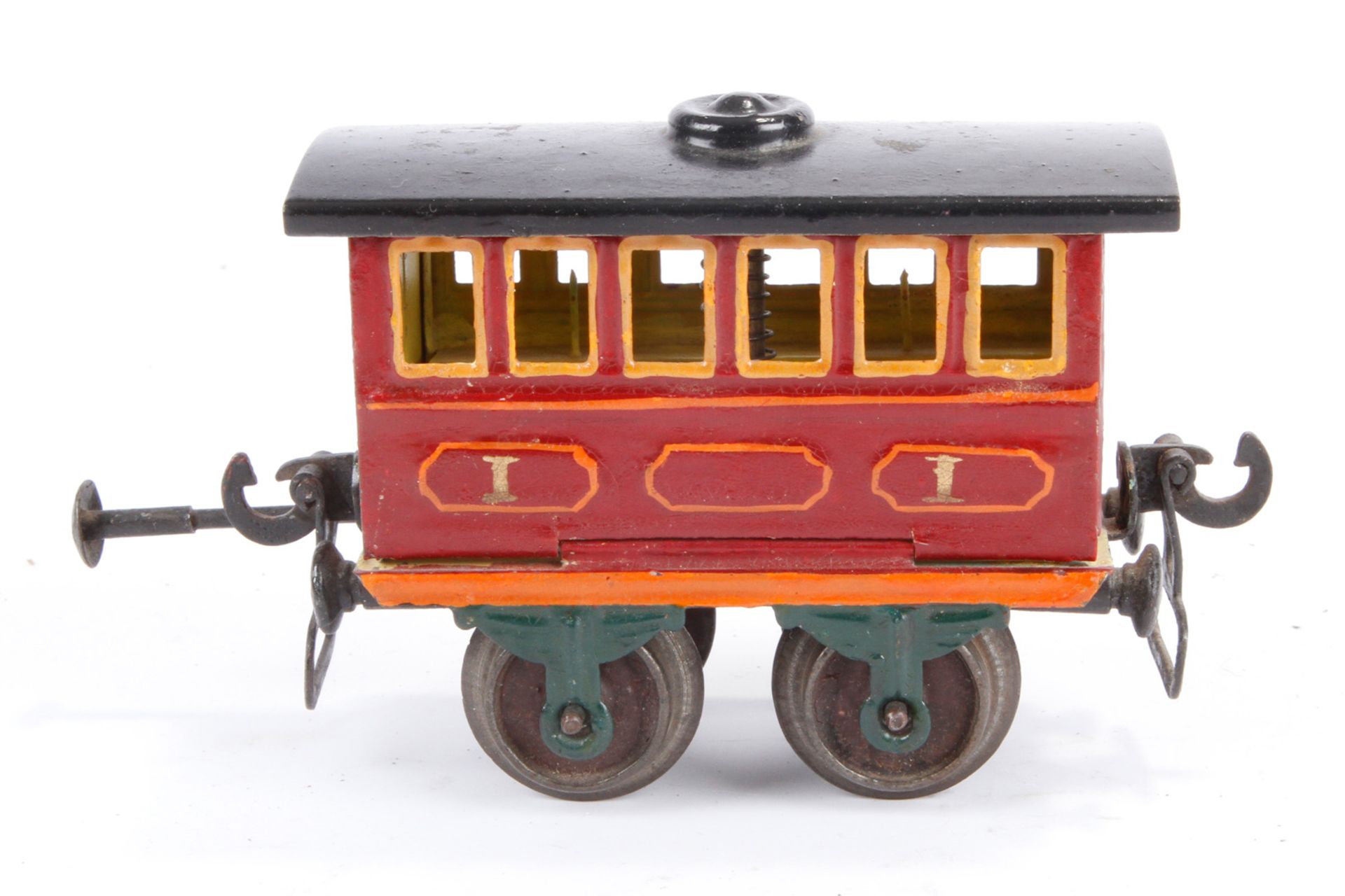 Märklin Katastrophen-Personenwagen 1837, Spur 0, uralt, HL, große Bügelkupplungen, mit