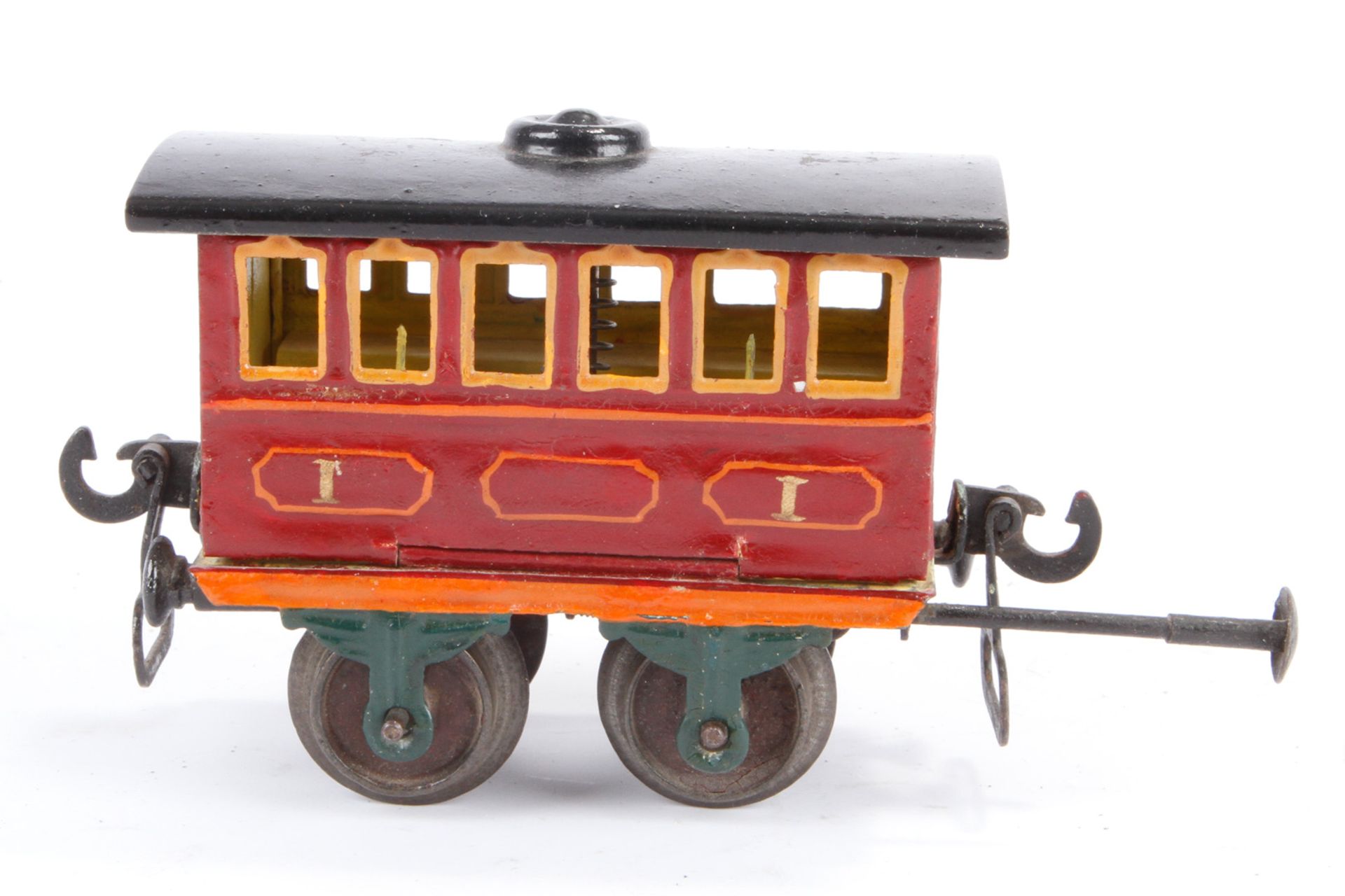 Märklin Katastrophen-Personenwagen 1837, Spur 0, uralt, HL, große Bügelkupplungen, mit - Bild 4 aus 5