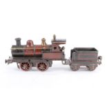 Märklin englische B-Dampflok R 1020, Spur 0, uralt, HL, mit falschem 2A-Tender, Uhrwerk intakt,