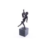 Bronzefigur, tanzender Putto, patiniert, bez. Akt.-Ges. H. G. & S., signiert ”Jffland”, auf