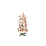 Schöner Puppenstuben-Christbaum um 1900, mit alten Spiegelglas-Kugeln, H 34,5 cm