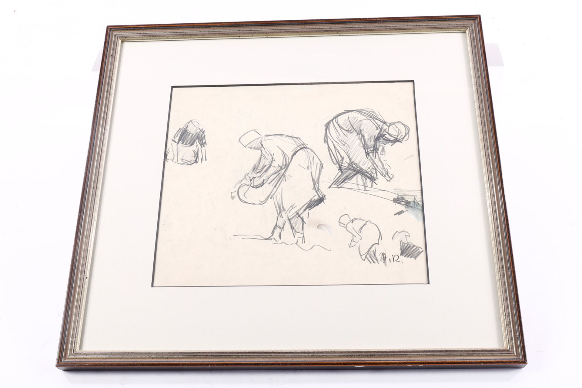 Anton Richter (1900-1962), Bleistiftskizze, signiert, gerahmt, Gesamtmaße 33,5 x 36,5 cm