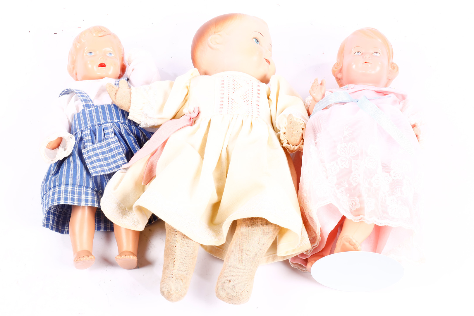 3 Puppen, Schildkröt Inge und Ursel, je Größe 29, guter Zustand, dazu Einbindekopfbaby, teilweise