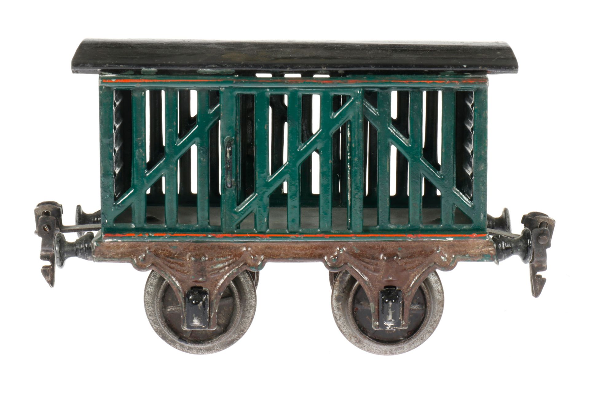 Märklin Viehwagen 1809, S 1, uralt, handlackiert, 2 ST, Seitenteile farblich ausgebessert,