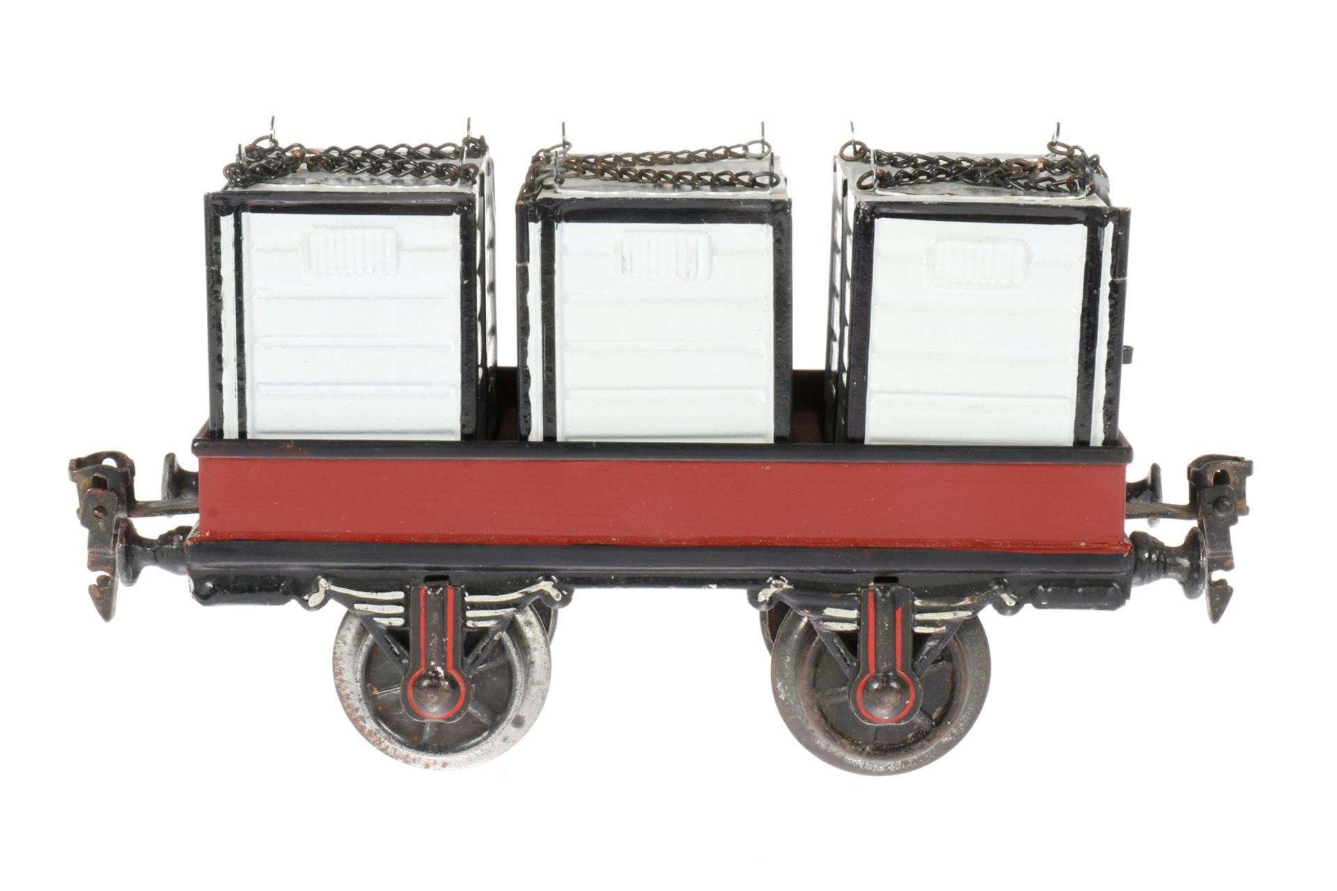 Replik-Seegepäckwagen, mit 3 Cotainern, wie Märklin 1898, S 1, handlackiert, hergestellt unter