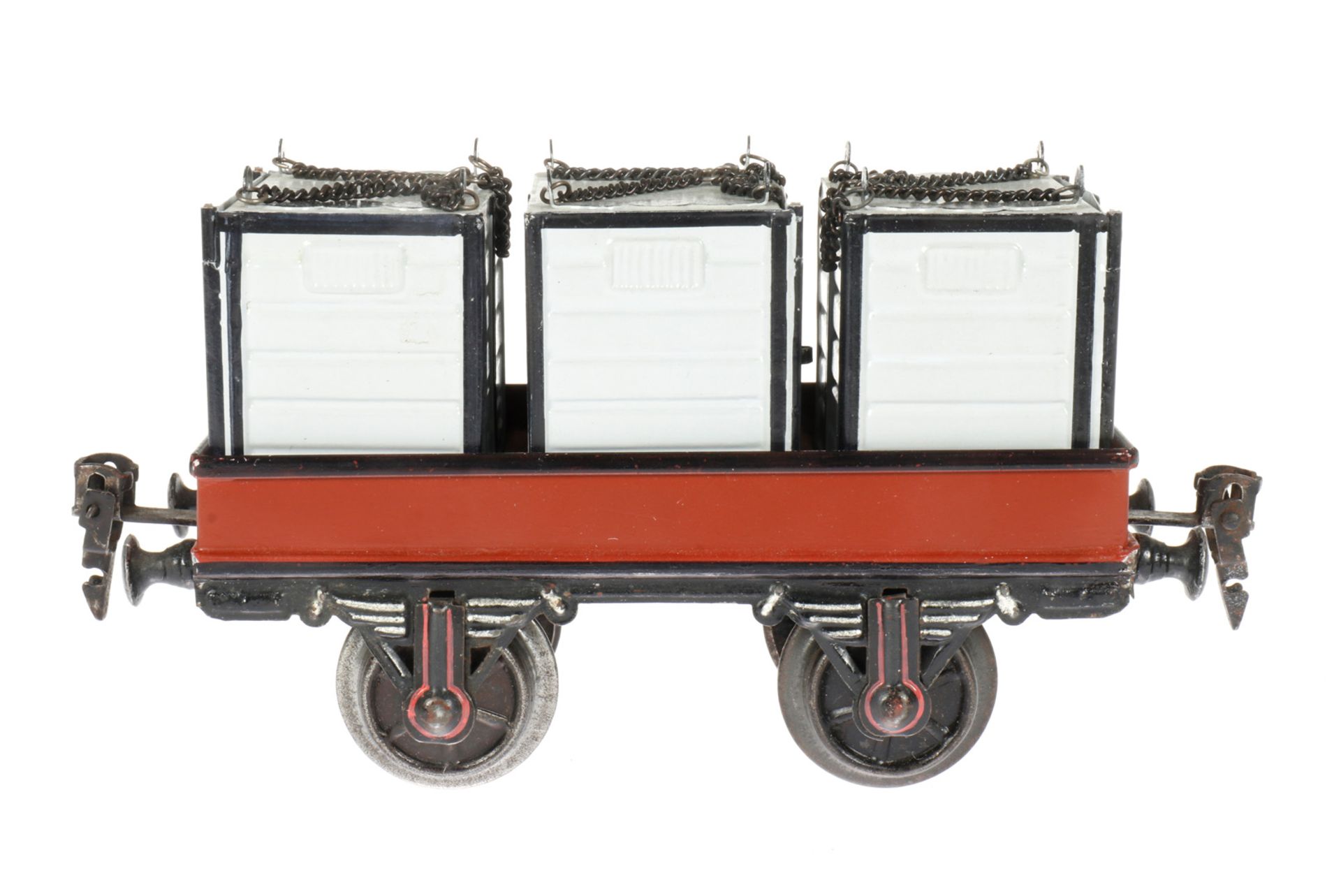 Replik-Seegepäckwagen, mit 3 Cotainern, wie Märklin 1898, S 1, handlackiert, hergestellt unter