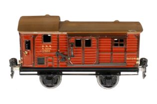 Märklin Güterzug-Gepäckwagen 1790, S 0, Chromlithographie, 2 ST, 2 AT, Ola, L 16,5, kleine LS am