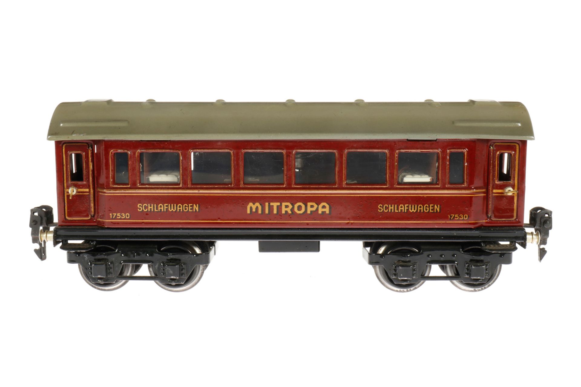 Märklin Mitropa Schlafwagen 1753, S 0, rot CL, mit Inneneinrichtung, Beleuchtung, 4 AT, 4A, L 24,