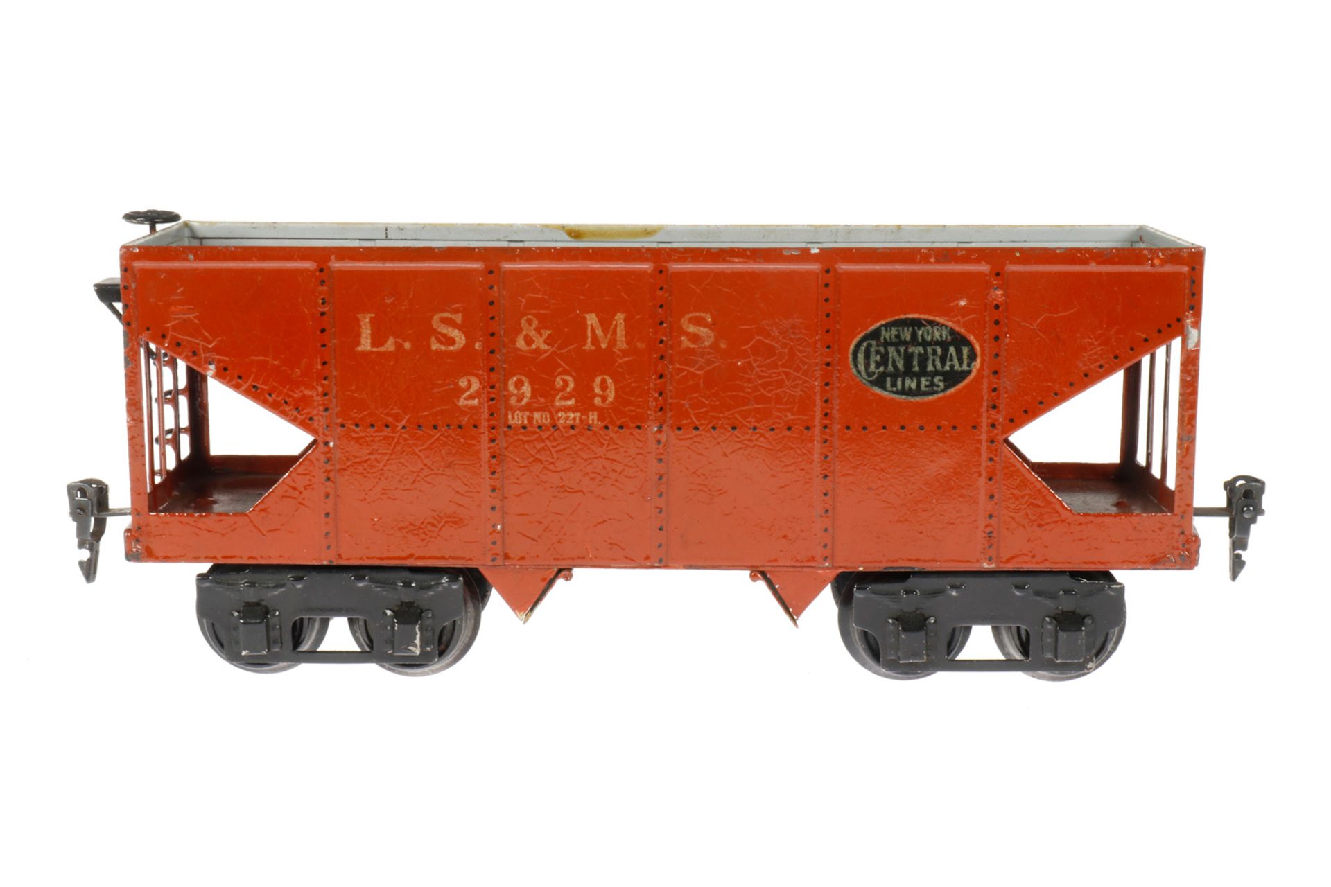 Märklin amerikanischer Selbstentladewagen 2929 LS & MS, S 1, handlackiert, 4A, leicht gealterter