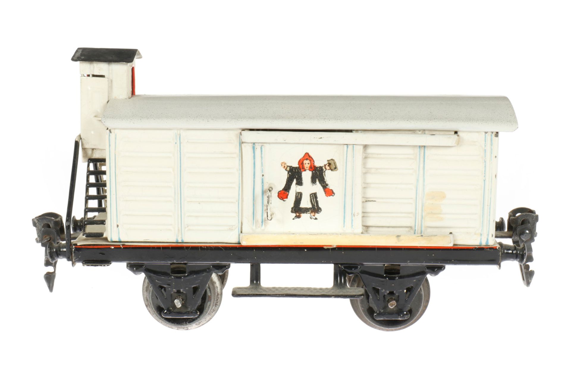 Märklin Münchner Kindl Bierwagen 1988, S 0, handlackiert, Bremserhaus hochstehend, 2 ST, geprägte