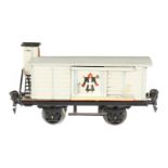 Märklin Münchner Kindl Bierwagen 1988, S 0, handlackiert, Bremserhaus hochstehend, 2 ST, geprägte