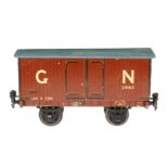 Märklin englischer gedeckter Güterwagen 2882 GN, S 1, Chromlithographie, leichte Alterungsspuren,