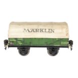 Märklin Planewagen 1763, S 0, Chromlithographie, mit Plane, Alterungsspuren, L 16,5, sonst Z 2