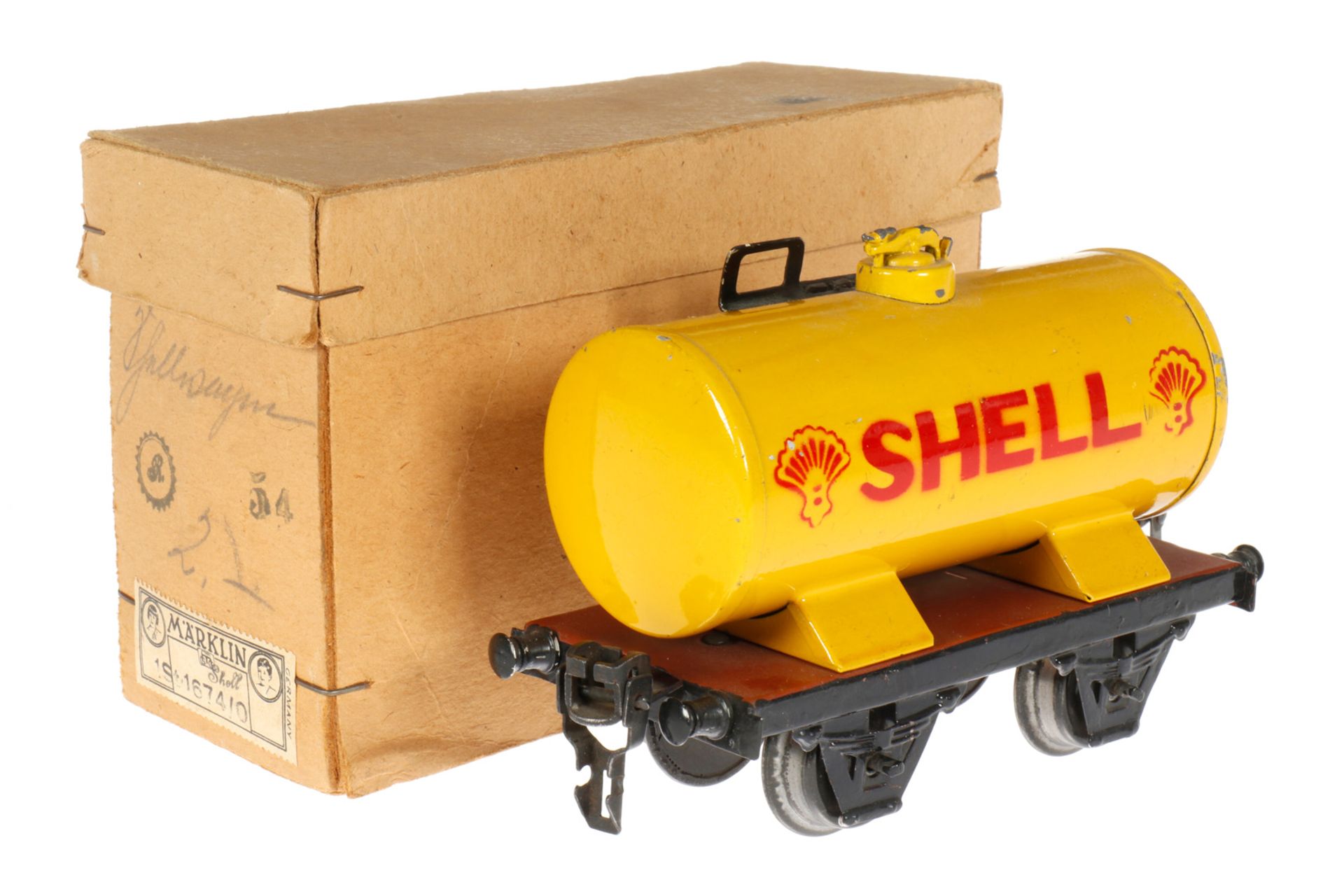 Märklin Shell Kesselwagen 1674, S 0, handlackiert, kleine LS, L 13, mit OK, Z 2