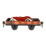 Märklin Niederbordwagen 1764, S 0, mit Märklin Guss-Rennwagen (ÜL), ohne Blecheinsatz, L 16,5, Z 3