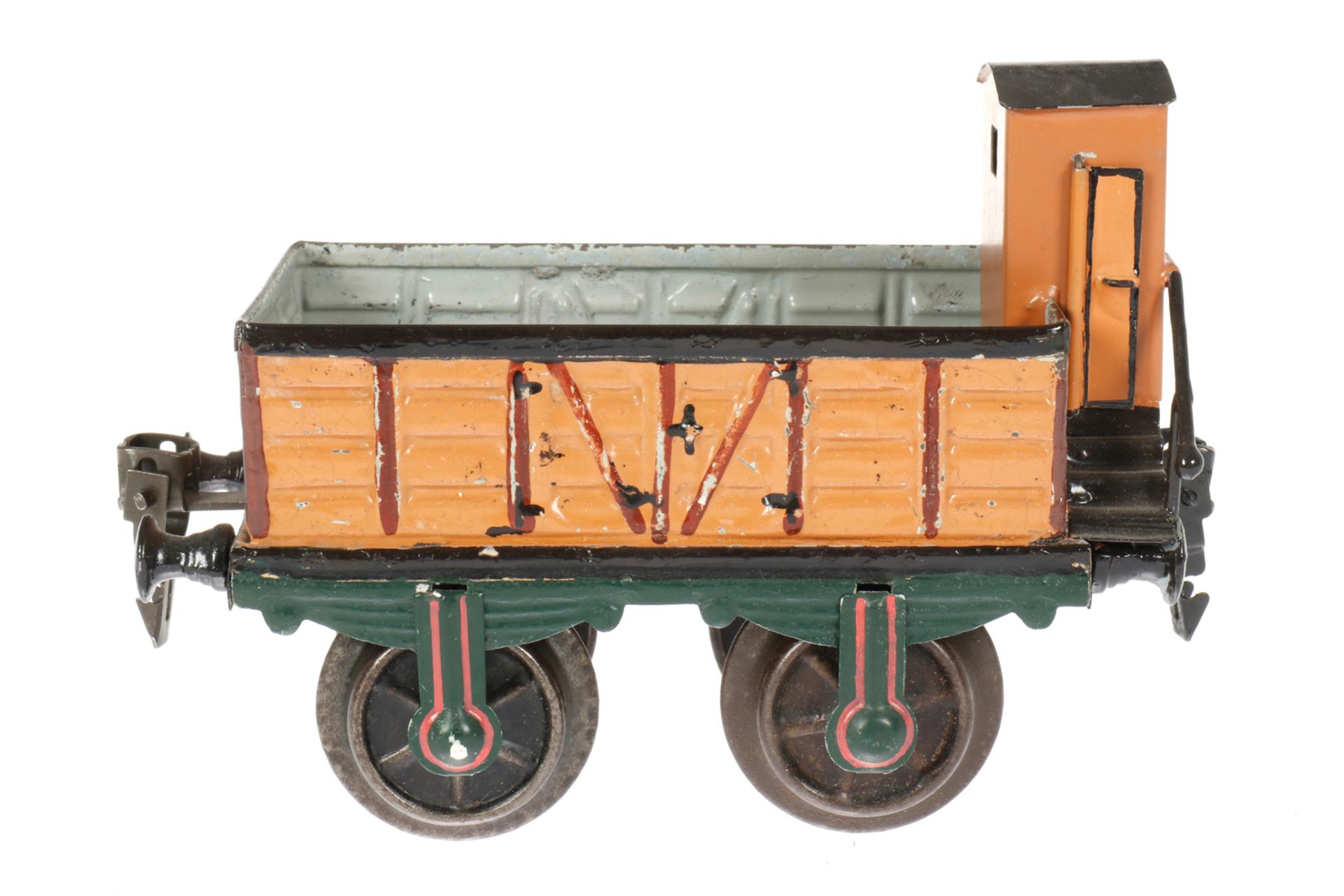 Märklin offener Güterwagen 1817, S 1, uralt, handlackiert, mit neu angebautem Replik-Bremserhaus,